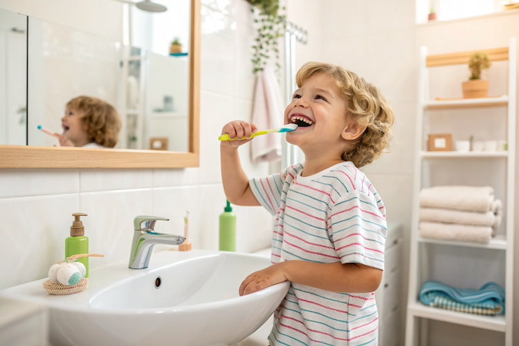 a photo showing how to make kids excited about brushing their teeth
