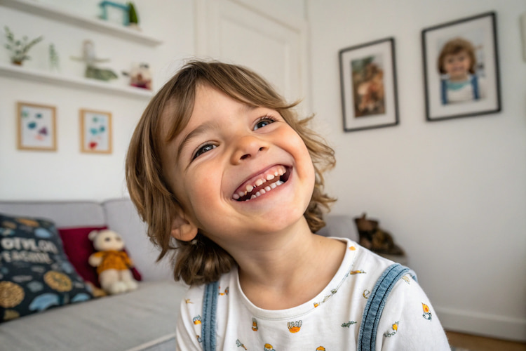 a photo of a child showing baby teeth falling out early and having orthodontic problems 