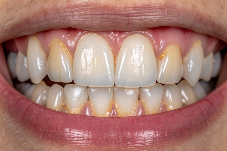 a photo of stained dental veneers
