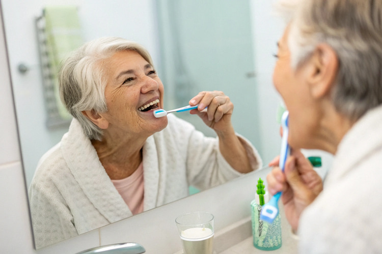 a photo showing caring practices for veneers for older adults 