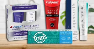 a photo of a group of top whitening toothpastes