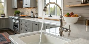 a photo of a sink and tap water in Toronto in a kitchen setting
